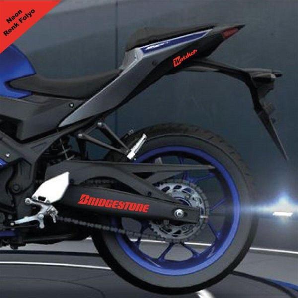 Bridgestone Yazılı Neon Kırmızı Arka Maşa Sticker Etiket Modeli - Image 1