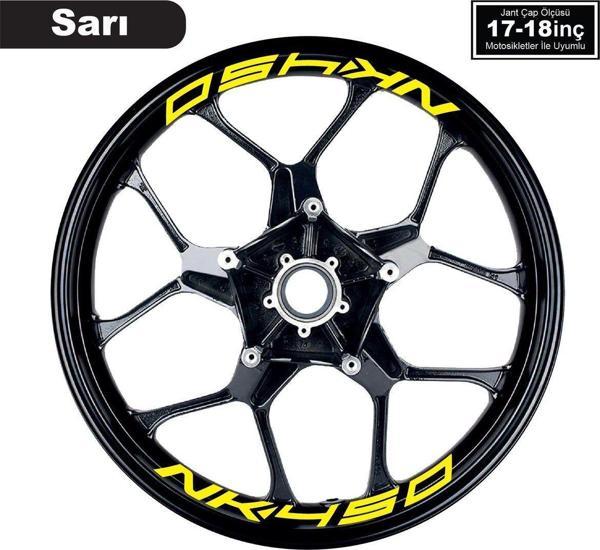 Sarı CFMOTO 450NK Yazılı 8 Li Jant İçi Yazı Sticker - Image 1