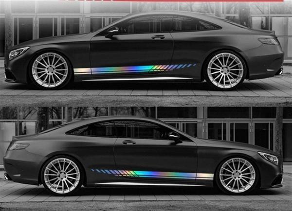 Mercedes Benz Cla Yan Kapı Gökkuşağı Şerit Sticker Etiket Modeli - Image 1