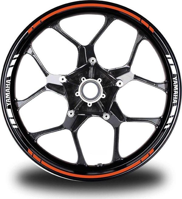 Yamaha Yazılı Kısa Yazısız Uzun Dış Şerit 16'lı Çift Renk Jant Sticker Modeli - Image 1