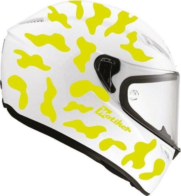 Neon Sarı Kamuflaj Kask Sticker Modeli - Image 1