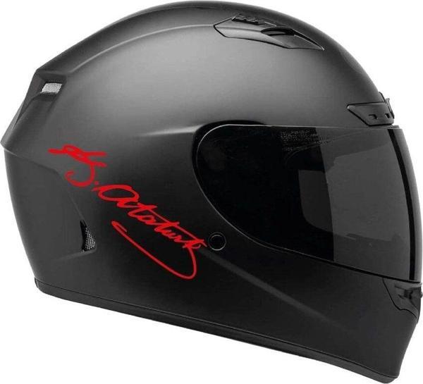Tek Renk Atatürk Imzalı Kask Sticker Etiket Modeli 20 Cm 2 Adet - Image 1