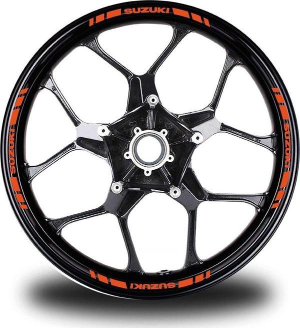 Suzukı Yazılı Kısa Dış Şerit 16'lı Tek Renk Jant Sticker Modeli - Image 1