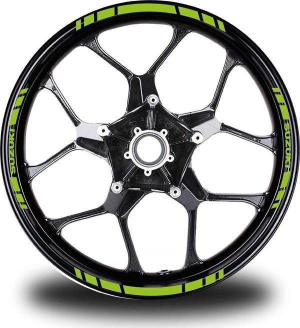 Suzukı Yazılı Kısa Yazısız Kısa Dış Şerit 16'lı Tek Renk Jant Sticker Modeli - Image 1