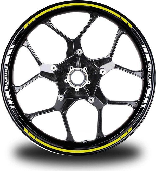 Suzukı Yazılı Kısa Yazısız Uzun Dış Şerit 16'lı Çift Renk Jant Sticker Modeli - Image 1