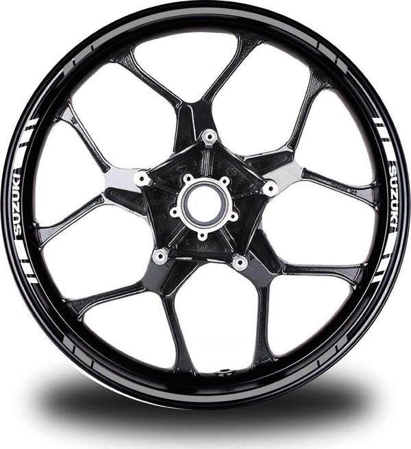 Suzukı Yazılı Kısa Yazısız Uzun Dış Şerit 16'lı Çift Renk Jant Sticker Modeli - Image 1