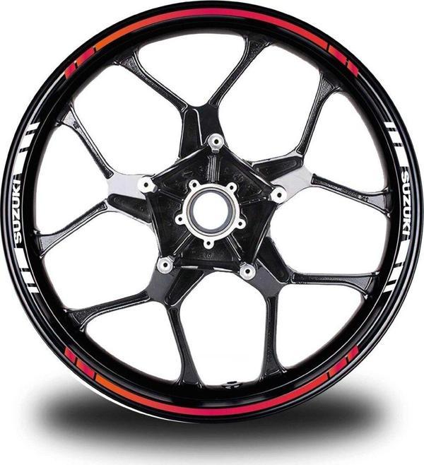 Suzukı Yazılı Kısa Yazısız Uzun Dış Şerit 16'lı Çift Renk Jant Sticker Modeli - Image 1