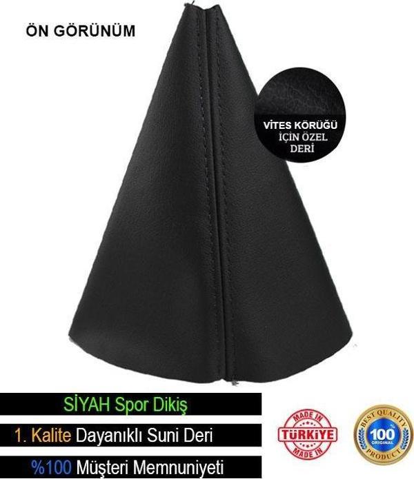Hyundai Matrix İle Uyumlu Siyah Deri Özel Tasarım İle Uyumlu Siyah Spor Dikiş Vites Körüğü - Image 1