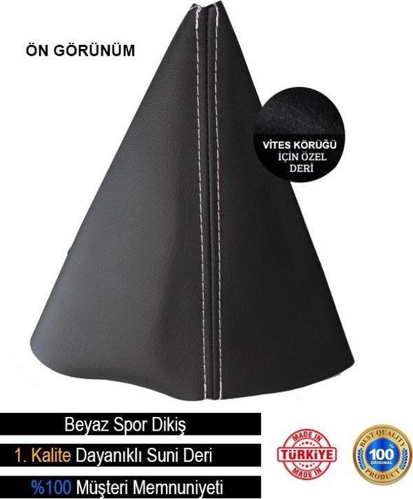 Suzuki Alto İle Uyumlu Siyah Deri Özel Tasarım Beyaz Spor Dikiş Vites Körüğü - Image 1