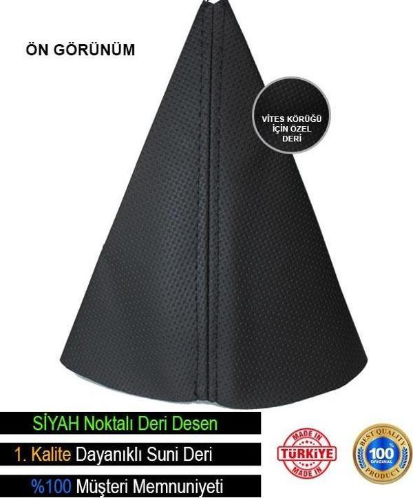 Volvo V40 İle Uyumlu Siyah Nokta Desenli Deri Spor Dikiş Vites Körüğü - Image 1