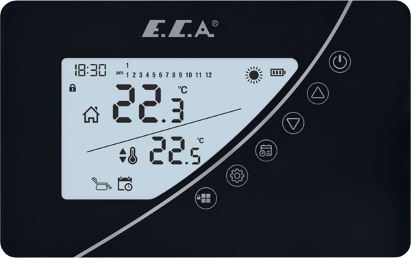 E.C.A. Poly Touch 400B Programlanabilir Kablosuz Oda Termostatı Siyah - Image 1