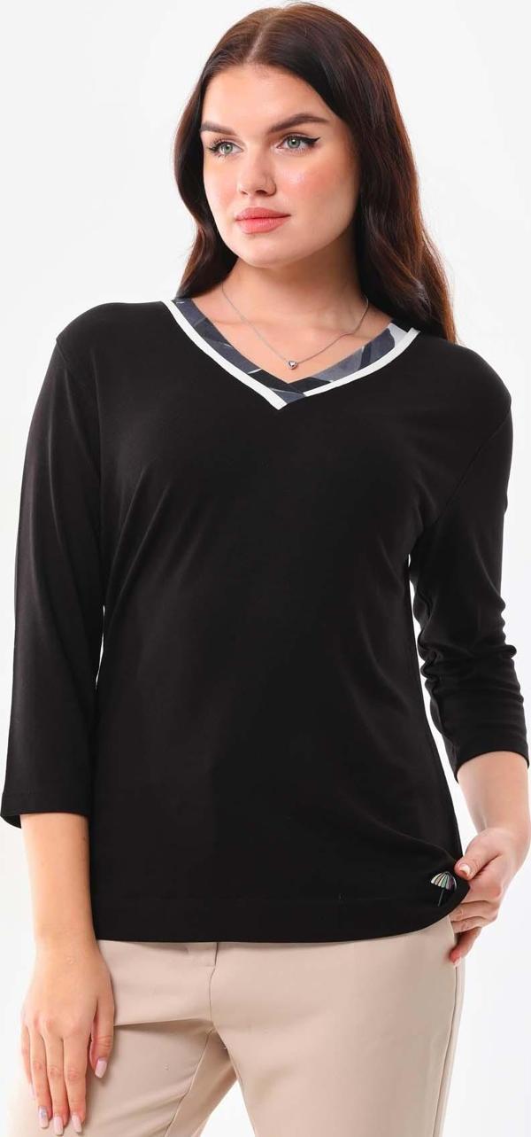 Sistas Kadın V Yaka Truvakar Kol Bluz 23588 Siyah - Image 1