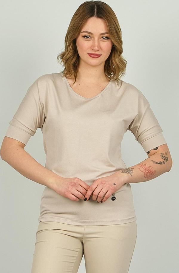 Sistas Kadın V Yaka Bluz 6690201 Taş - Image 1