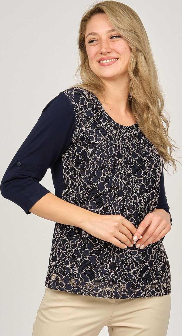 Sistas Kadın Desenli Bluz 6690302 Lacivert - Image 1