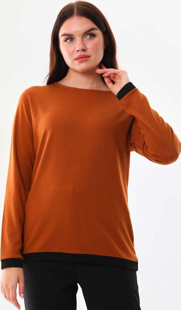 Sistas Kadın Tek Kol Düğme Detaylı Uzun Kol Bluz 23527 Kiremit - Image 1