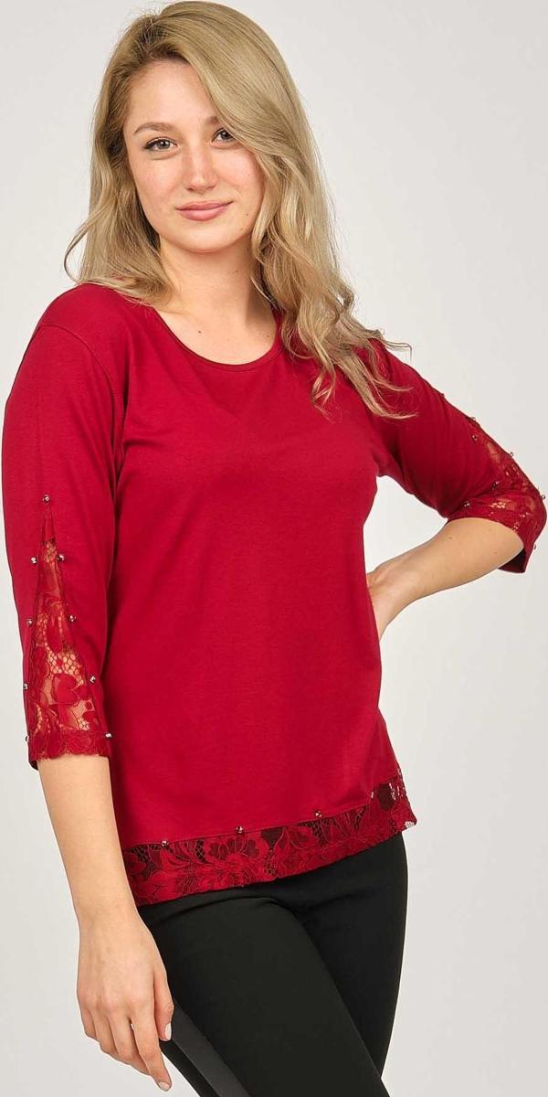Sistas Kadın Kol ve Etek Uçları Dantel Detaylı Bluz 6690310 Bordo - Image 1