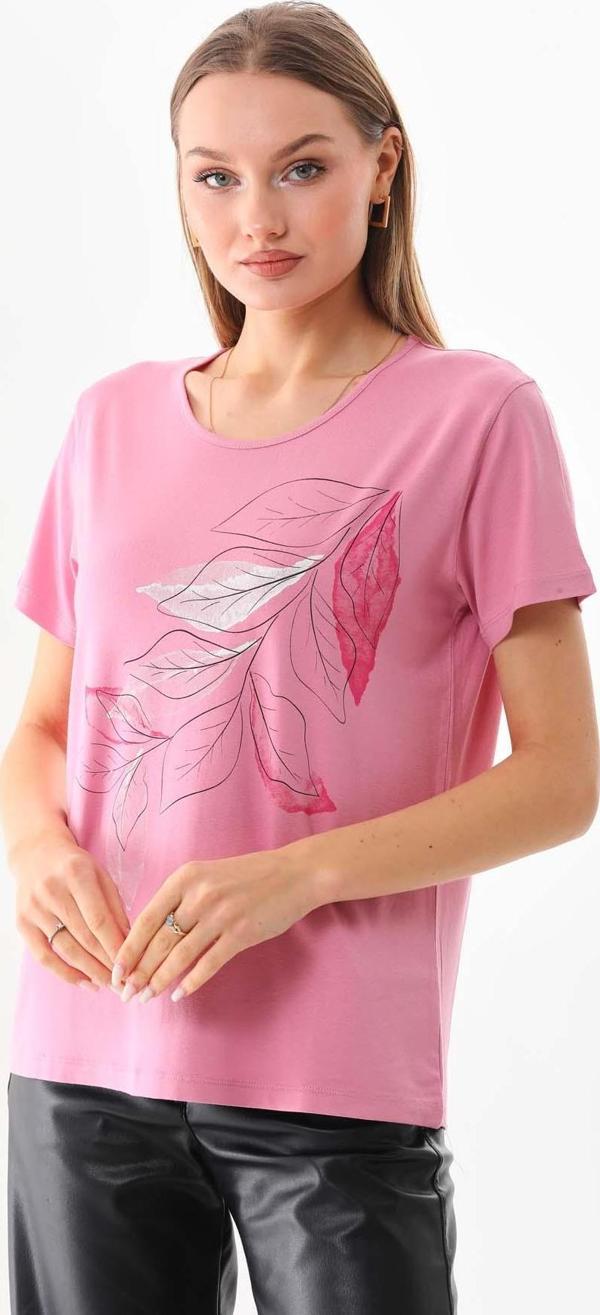 Sistas Kadın Desenli Kısa Kol Bluz 23143 Gül Kurusu - Image 1