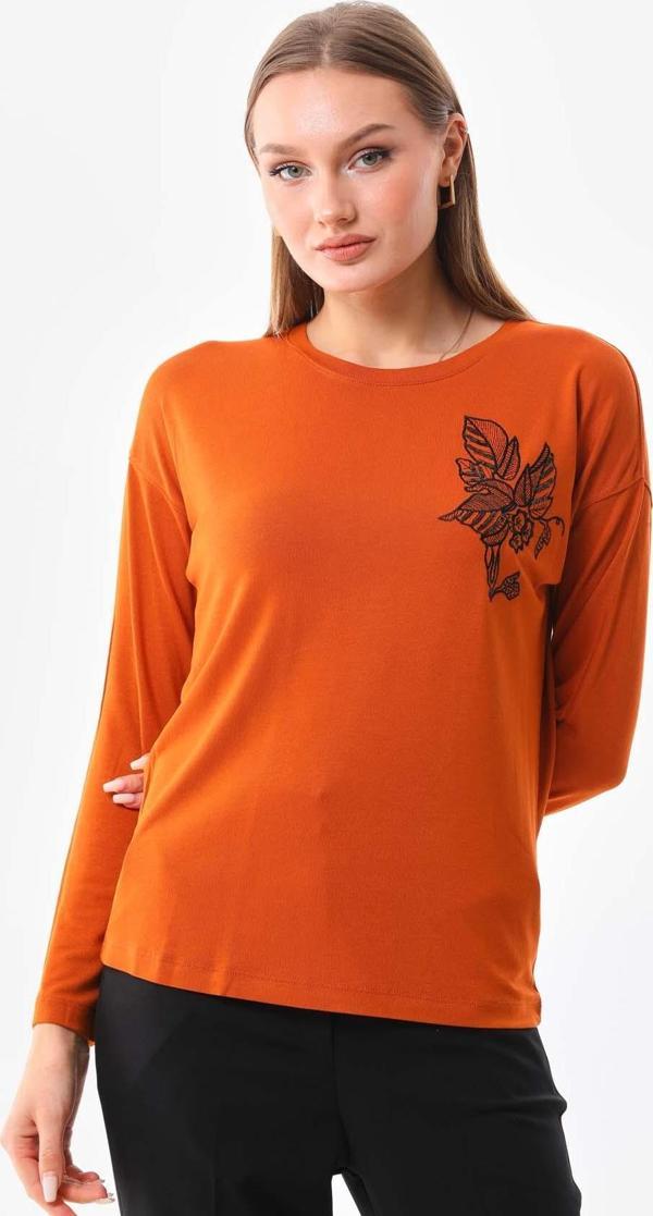 Sistas Kadın İşleme Detaylı Uzun Kol Bluz 23640 Kiremit - Image 1