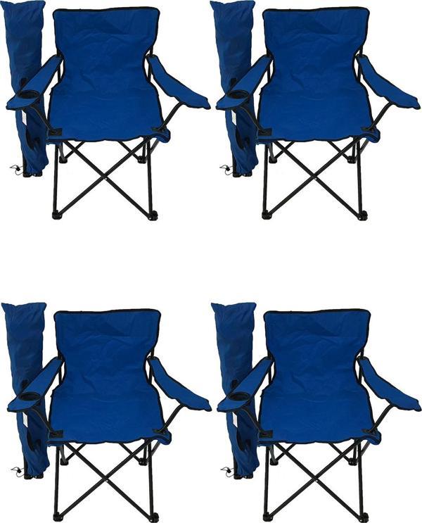 Bofigo 4'lü Kamp Sandalyesi Piknik Sandalyesi Katlanır Taşıma Çantalı Kamp Sandalyesi Mavi - Image 1