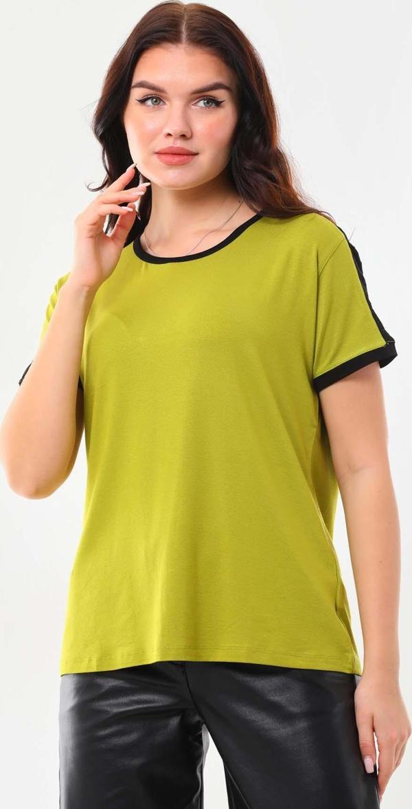 Sistas Kadın Bisiklet Yaka Kısa Kol Bluz 23010 Yağ Yeşili - Image 1