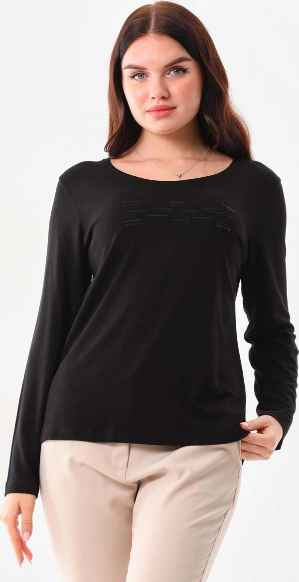 Sistas Kadın Taş Süsleme Detaylı Uzun Kol Bluz 23567 Siyah - Image 1