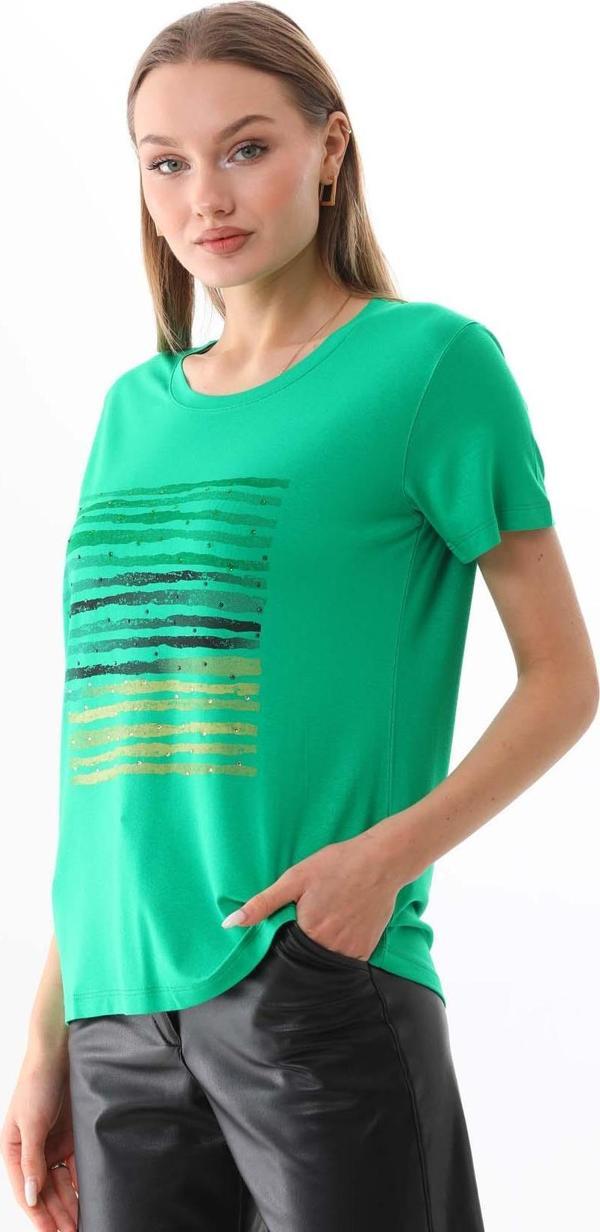 Sistas Kadın Taş Detaylı Desenli Kısa Kol Bluz 23165 Benetton - Image 1