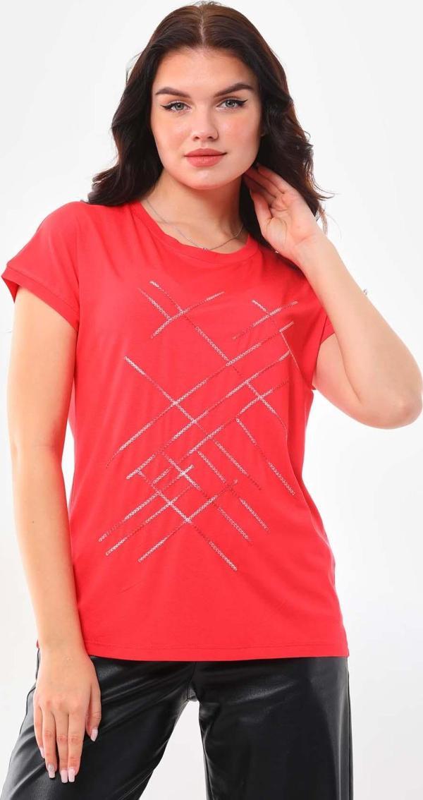 Sistas Kadın Çizgi Desenli Kısa Kol Bluz 23166 Mercan - Image 1