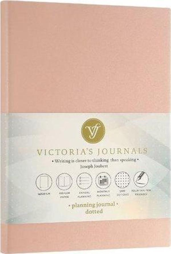 Victorias Journals Smyth Esnek Kapak Planlayıcı Defter 14x20 cm 100 gr Pembe 96 Yaprak Noktalı - Image 1