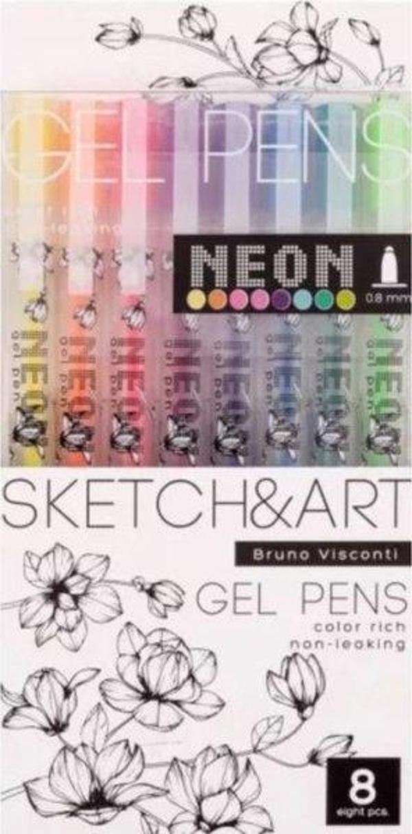 Bruno Visconti Jel Kalem Seti Sketch&Art 'Uni Write.Neon',  0.8 Мм, 8 Renk 20-0307 - Image 1