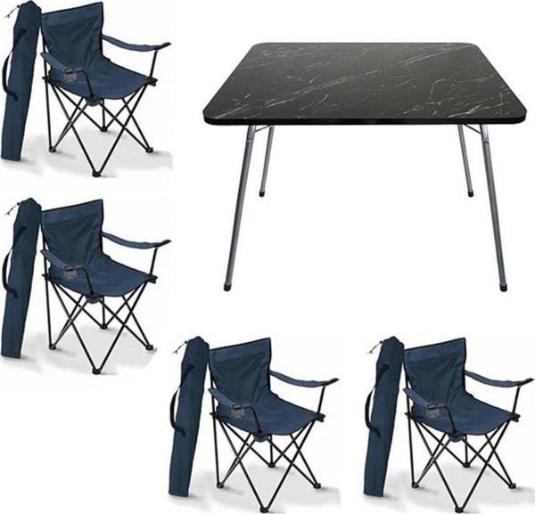 Moccastyle 60X80 Katlanır Masa + 4 Adet Mavi Rejisör Kamp Sandalyesi Katlanır, Sandalye Piknik Plaj Sandalyesi - Image 1