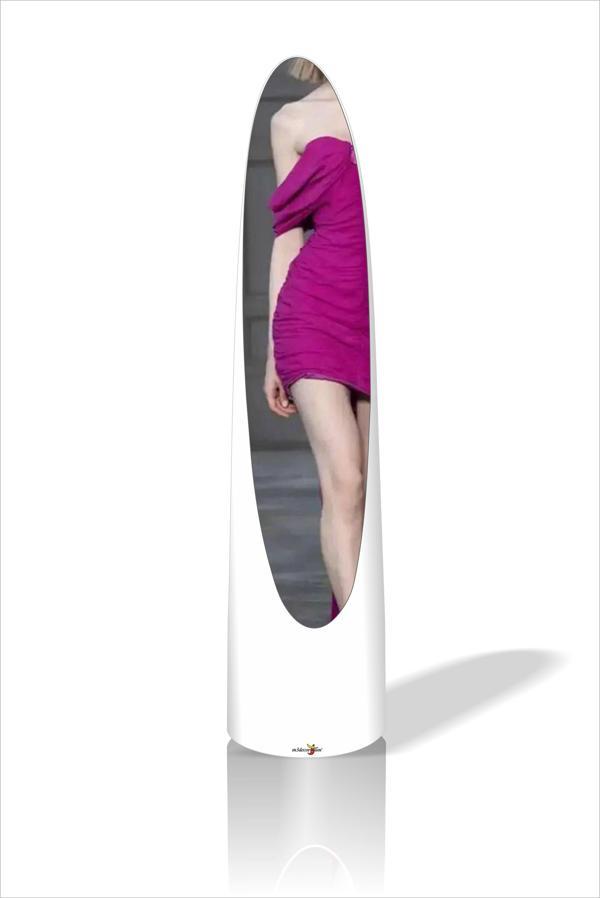 İlginç Değişik Yuvarlak 140 Cm Hediyelik Beyaz Silindir Elips Boy Banyo Ofis Mağaza Salon Aynası - Image 1