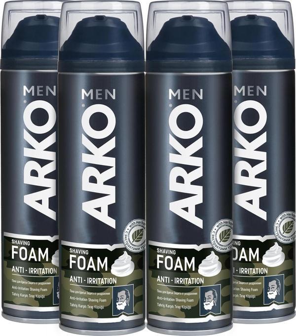 Arko Men Anti-Irritation Tahriş Karşıtı Erkek Tıraş Köpüğü 4x200 Ml - Image 1