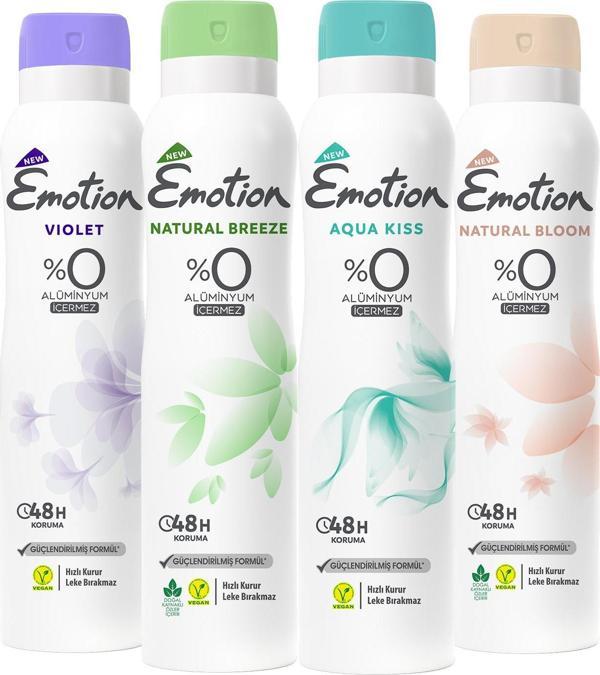 Emotion Kadın Deodorant 150 Ml 4'lü Set (Natural Bloom & Breeze, Aqua, Violet) - Image 1