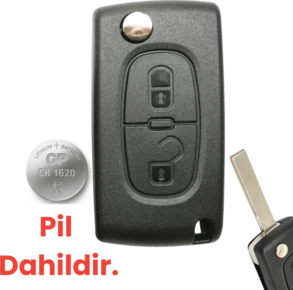 Peugeot 207 307 308 Citroen C3 C4 Sustalı Anahtar Kumanda Kabı (pil Yataklı) - Image 1