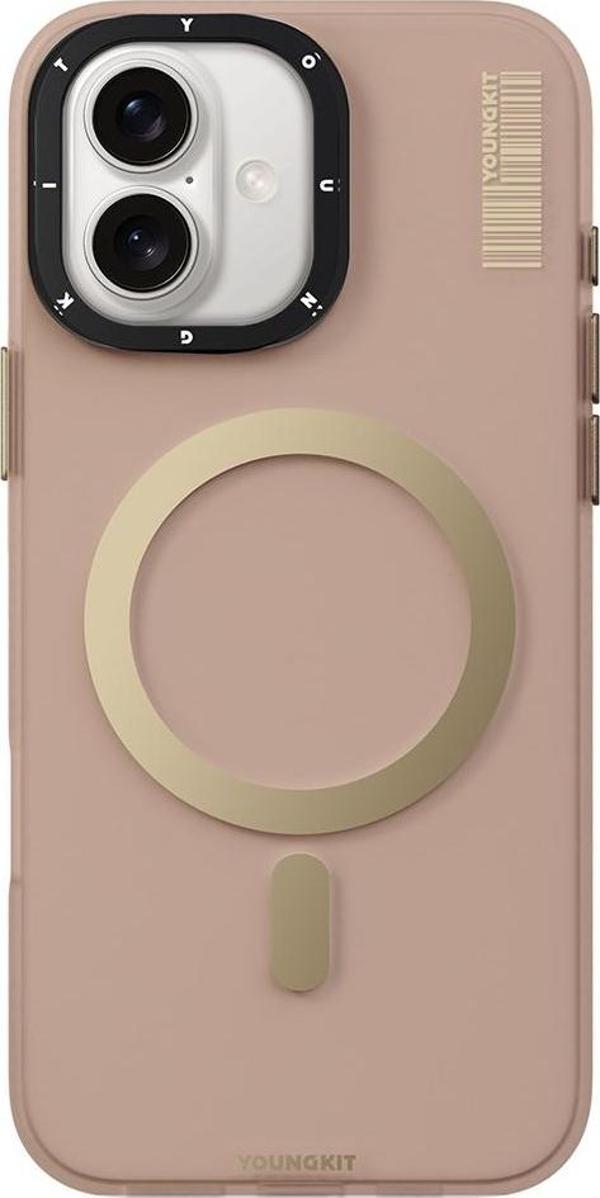 Youngkit iPhone 16 Kılıf Magsafe Şarj Özellikli Hidden Sand Serisi Kapak Gold - Image 1