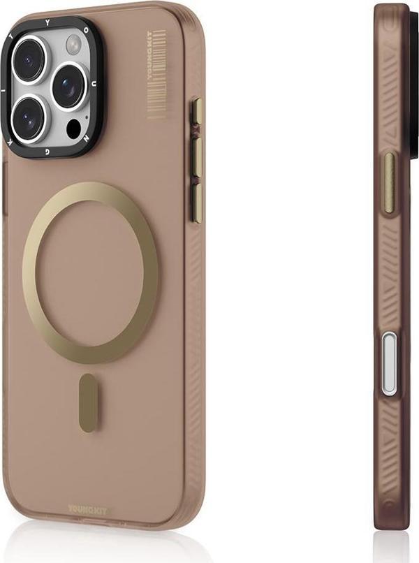 Youngkit iPhone 16 Pro Kılıf Magsafe Şarj Özellikli Hidden Sand Serisi Kapak Gold - Image 1