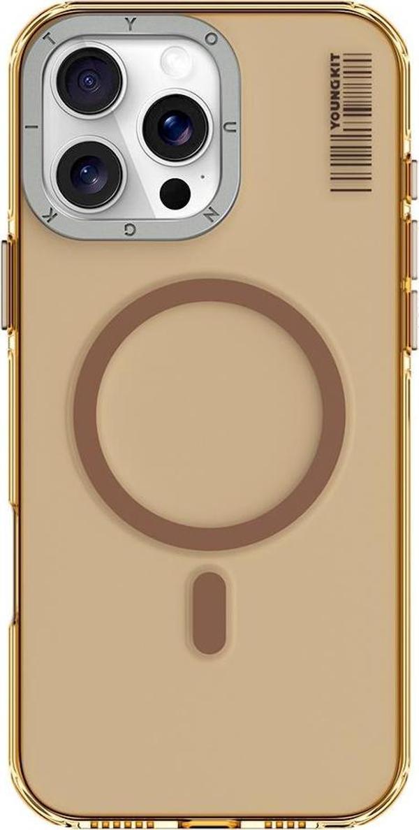 Youngkit iPhone 16 Pro Uyumlu Kılıf Magsafe Şarj Özellikli Şeffaf Crystal Shield Serisi Kapak Gold - Image 1