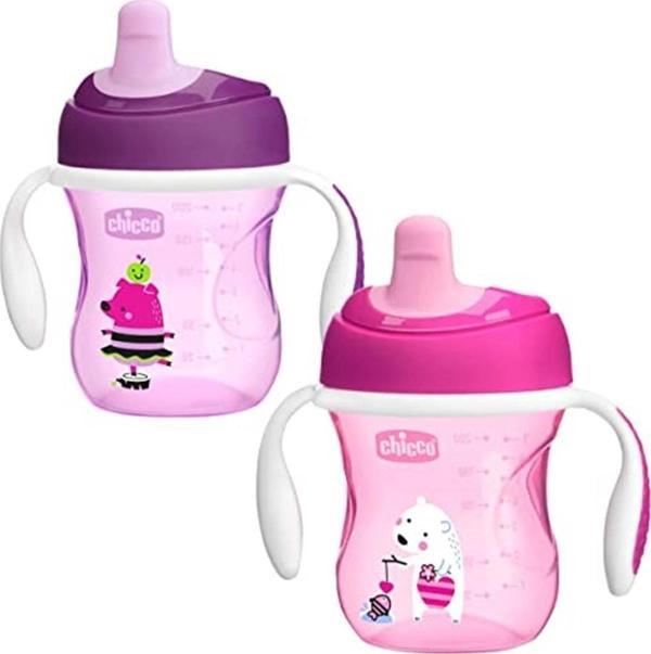 Chicco Yarı Yumuşak Uçlu Eğitim Bardağı,6 Ay+, Kız - Image 1