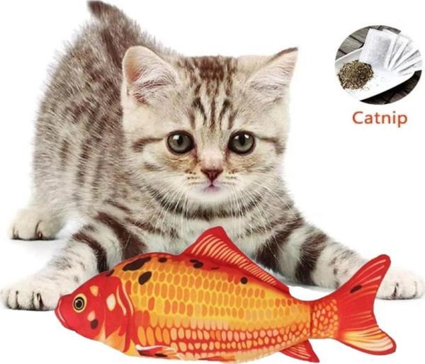 Tineke Peluş Kedi Oyuncağı Balık Kedi Nanesi Otlu Çıngıraklı 1 Adet Kırmızı Balık - Image 1