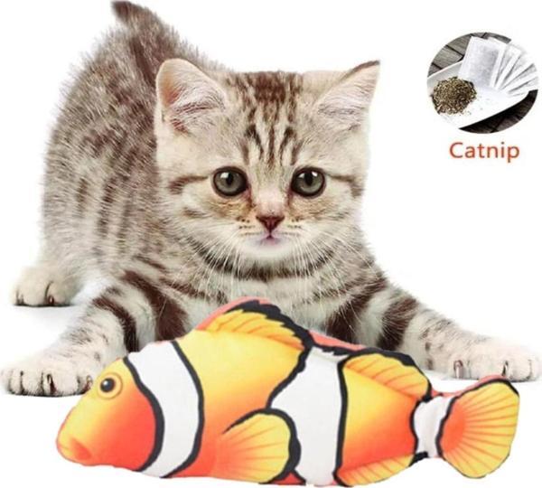 Tineke Peluş Kedi Oyuncağı Balık Kedi Nanesi Otlu Çıngıraklı 1 Adet Palyaço Açık - Image 1
