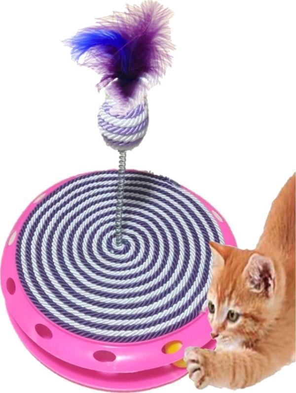 Tineke Tek Katlı Eğlenceli Kedi Oyuncağı Ve Tırmalama Mor - Image 1