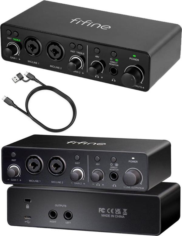 Fifine Ampli 3 - Usb Stüdyo Ses Kartı 2 Giriş 2 Çıkış 24Bit/192Khz Wındows/Mac/Ios/Android - Image 1