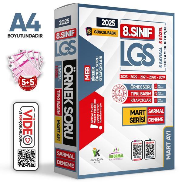 2025 8.Sınıf LGS Mart Ayı MEB Örnek Soru Tıpkı Basım 5li Sarmal Deneme Paketi Video/PDF Çözümlü - Karakutu Yayınları - Image 1