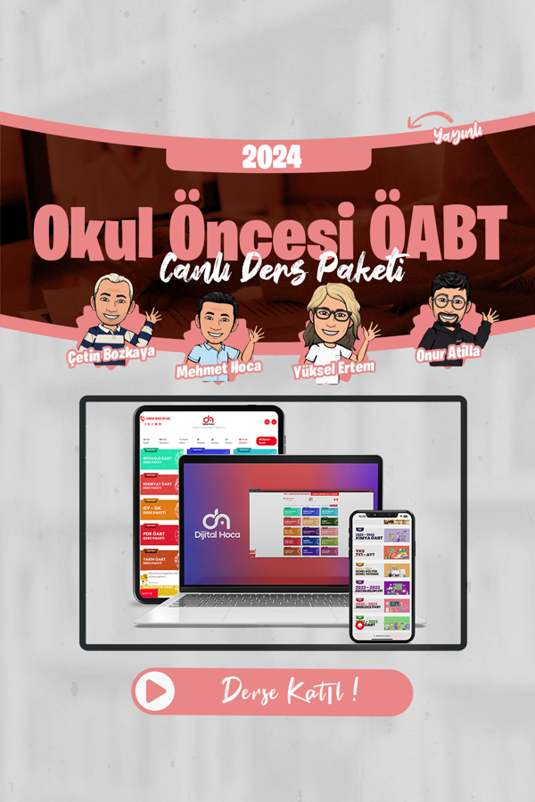 Dijital Hoca Akademi 2024 Okul Öncesi ÖABT Canlı Ders Paketi (Kaynaklı) - Dijital Hoca Akademi - Image 1
