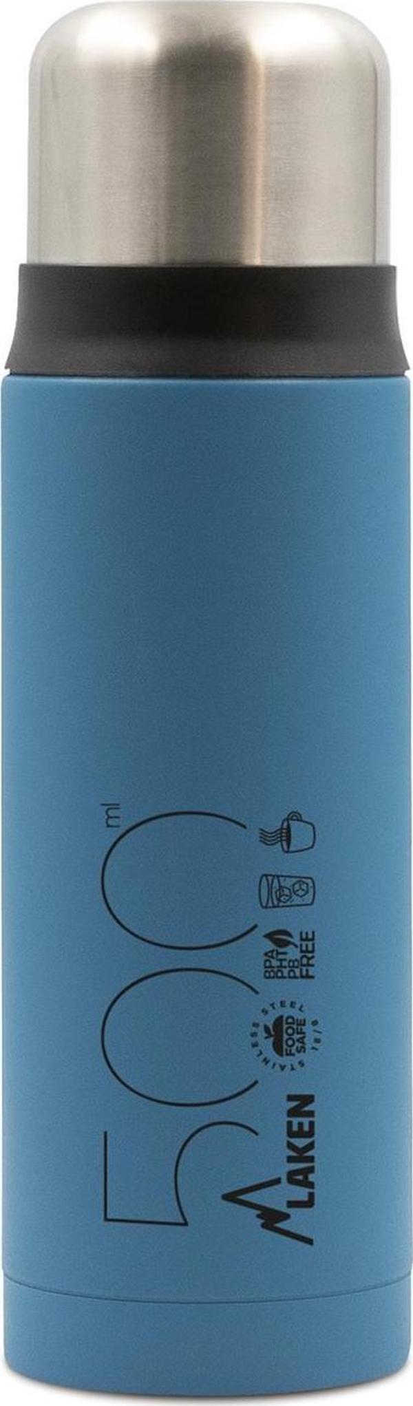 Laken Çelik 18/8 Bardak Kapaklı Termos Şişe 0,50L - Mavi LK1850A - Image 1