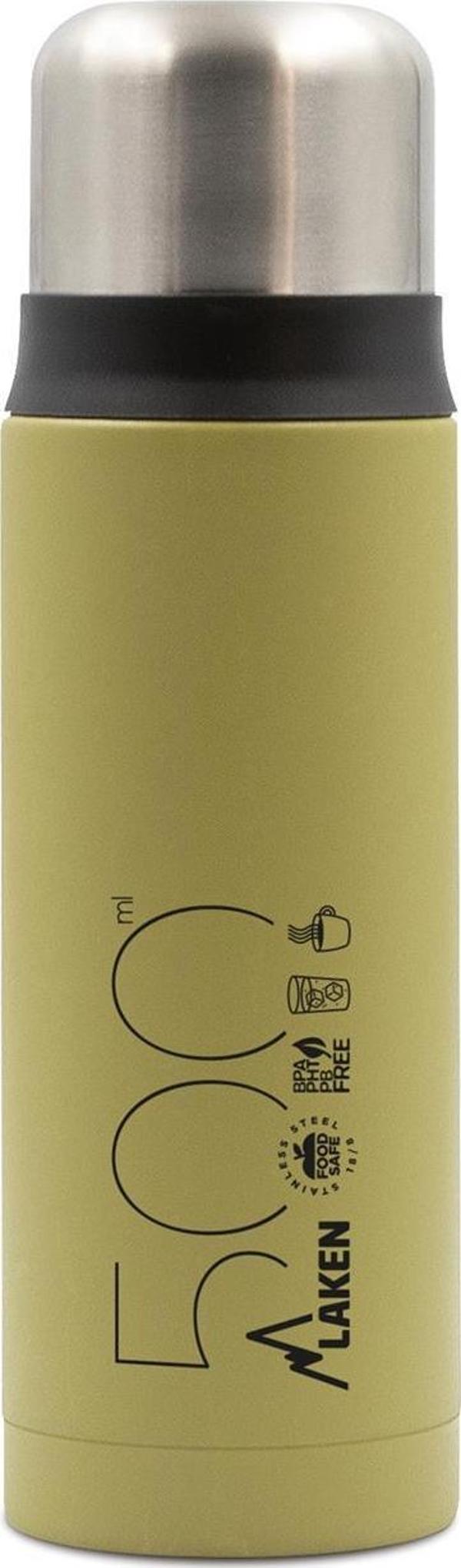 Laken Çelik 18/8 Bardak Kapaklı Termos Şişe 0,50L - Haki LK1850K - Image 1