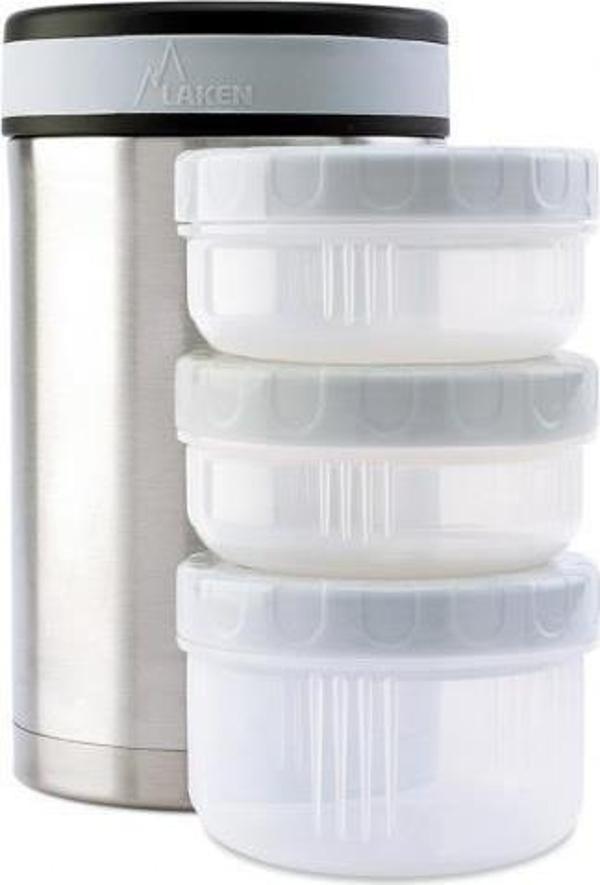 Laken Çelik 18/8 Termos Yemek Sefer Tası+Nprnn Kılıflı 1,5L - Gri LKP15 - Image 1