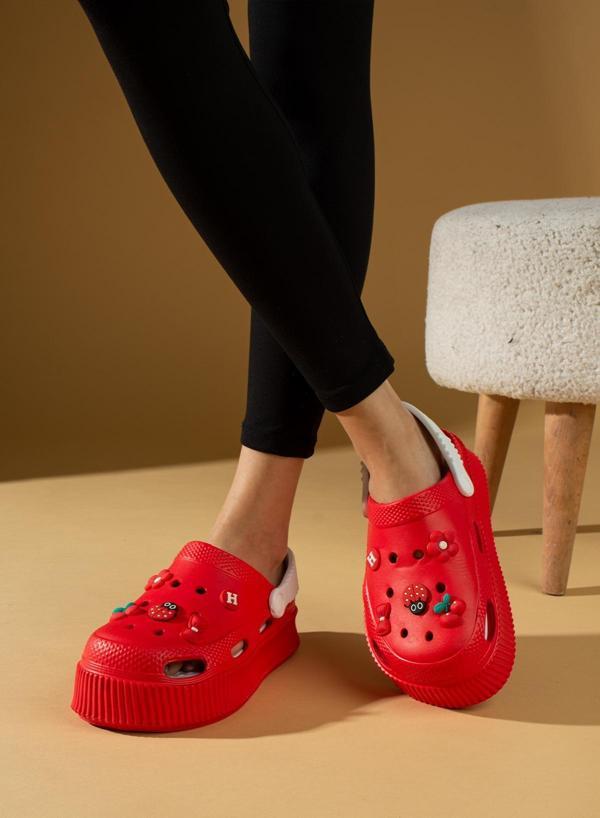 Pembe Potin Yüksek Taban Jibbitzli Eva Comfort Kadın Sandalet DNZ224-24 - Image 1