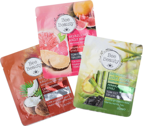 Bee Beauty Kağıt Maske 3'lü 25 ml Cilt Bakım Seti - Image 1