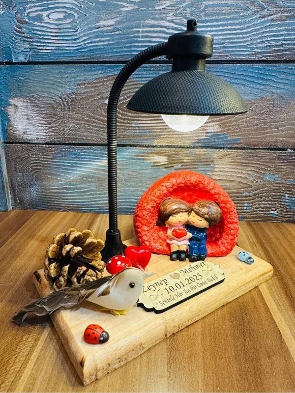 Myk Hediye Ve Sanat Atölyesi Evlilik Yıldönümü Sevgililer Günü Hediyesi Sevgiliye Konsept Hediye Iki Ihtiyar Işıklı El Yapımı - Image 1